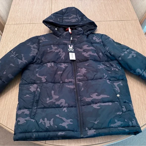 Psycho Bunny Jackets Coats Psycho Bunny Black Camo Puffer